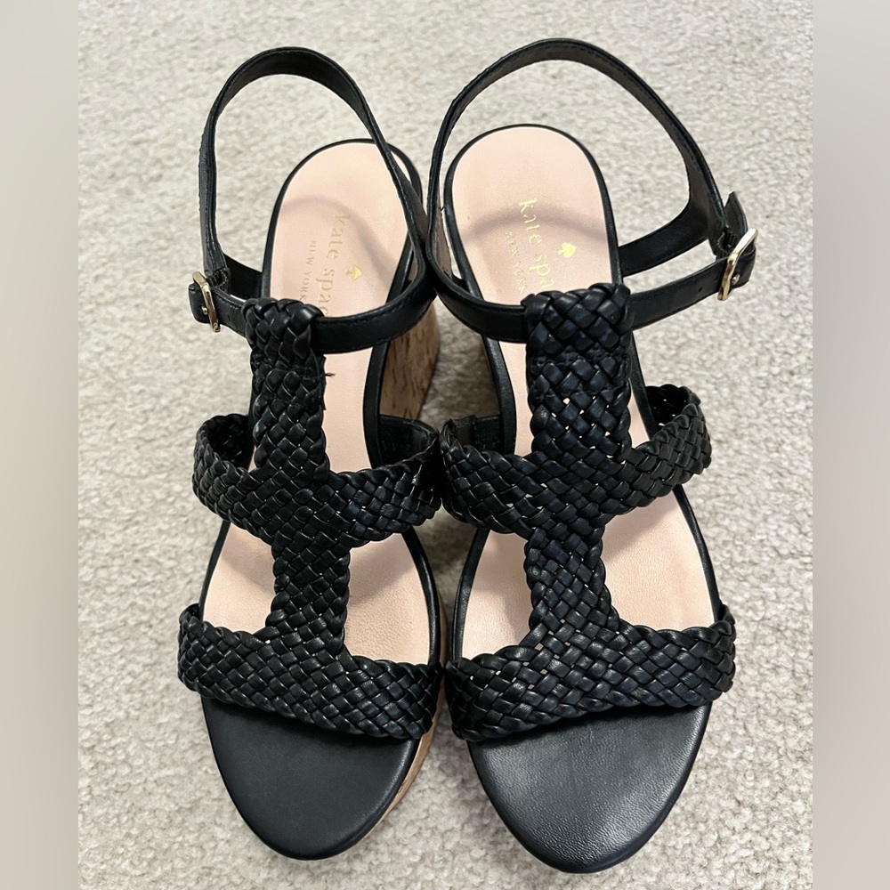 Kate Spade New Black Leather Platform Sandals